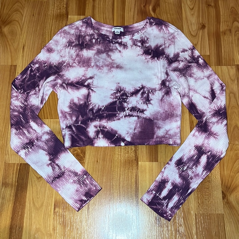 NWOT GARAGE | Ribbed Tie Dye Long Sleeve Crop Top